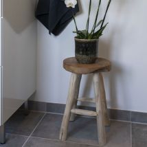 House Nordic - Tabouret en teck H45cm - Naturel - BADIA - Bois - Style Bohème
