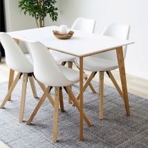 House Nordic - Table à manger 4 personnes en bois - Blanc - VOJENS - Bois - Style Contemporain