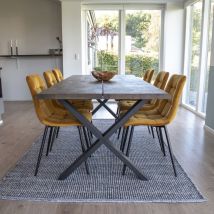 House Nordic - Table à manger 8 personnes en bois et métal - Bois foncé - TOULON - Métal - Style Industriel
