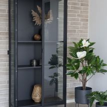 House Nordic - Vaisselier en verre et métal H175cm - Noir - BRISBANE - Métal - Style Contemporain