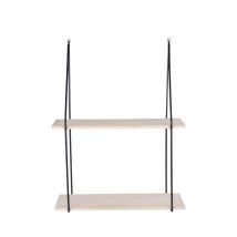 House Nordic - Etagère murale en métal et bois 55x21xH72 cm - Bois clair et noir - HAAG - Bois - Style Scandinave