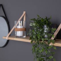 House Nordic - Etagère murale en bois et cuir 80x20 cm - Naturel - FORNO - Bois - Style Scandinave