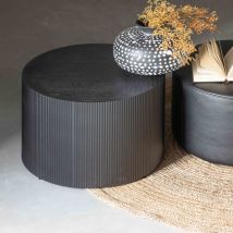 Woood - Table basse ronde en bois ø60cm - Noir - SANNE - Bois - Style Contemporain
