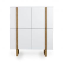 Tenzo - Buffet haut 8 compartiments de rangement - Birka - Couleur - Blanc - Bois