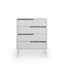 Tenzo - Commode en bois 4 tiroirs L80cm - Switch - Couleur - Blanc - Bois - Style Scandinave