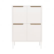 Tenzo - Buffet haut en bois 4 portes H128cm - Blanc - SWITCH - Bois - Style Scandinave