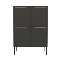 Tenzo - Buffet haut en bois 4 portes H128cm - Switch - Couleur - Gris anthracite - Bois