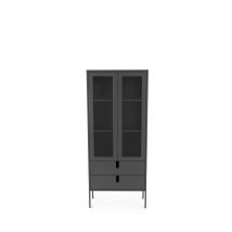 Tenzo - Vitrine en bois 2 portes 2 tiroirs H178cm - Uno - Couleur - Gris anthracite - Plastique