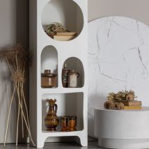 Woood - Colonne de rangement en bois 5 niches H180cm - Blanc - CAZ - Bois - Style Bohème