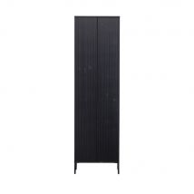 Woood - Colonne de rangement en bois 2 portes 1 tiroir H210cm - New Gravure - Couleur - Noir - Bois