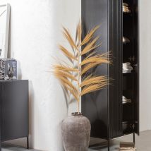 Woood - Colonne de rangement en bois 2 portes 1 tiroir H210cm - Noir - NEW GRAVURE - Bois - Style Contemporain