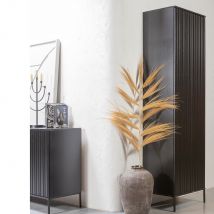 Woood - Colonne de rangement en bois 2 portes 1 tiroir H210cm - Noir - NEW GRAVURE - Bois - Style Contemporain