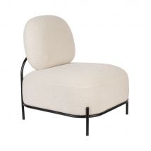 Fauteuil lounge en tissu bouclette - Polly - Couleur - Blanc ivoire - Bouclette - Style Vintage