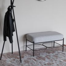 Banc en tissu et métal - Blanc - MILOU - - Style Contemporain