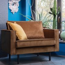 BePureHome - Fauteuil vintage en velours - Bronze - BRONCO - - Style Contemporain