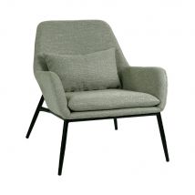 Pomax - Fauteuil en tissu pieds métal - Hailey - Couleur - Vert - Tissu - Style Contemporain