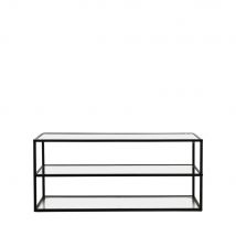 Pomax - Etagère murale en verre et métal 90x40 cm - Noir - ESZENTIAL - Verre - Style Contemporain