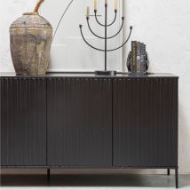 Woood - Buffet 4 portes en bois L200cm - Noir - NEW GRAVURE - Bois - Style Contemporain