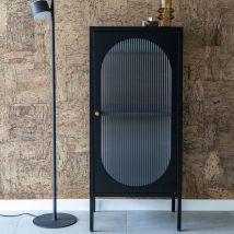 House Nordic - Petit meuble de rangement en verre et métal H50cm - Noir - ADELAIDE - Métal - Style Contemporain