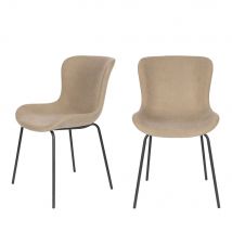 Lot de 2 chaises en velours côtelé - Junzo - Couleur - Taupe - Tissu - Style Contemporain