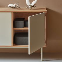 Teulat - Buffet 2 portes 3 tiroirs en bois L180cm - Blanc - YOKO - Bois - Style Contemporain