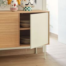 Teulat - Buffet 1 porte 3 tiroirs en bois L128cm - Blanc - YOKO - Bois - Style Contemporain