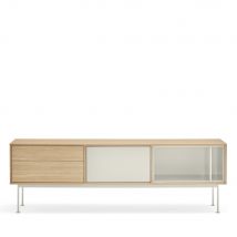 Teulat - Meuble tv 1 porte 2 tiroirs en bois L180cm - Yoko - Couleur - Blanc - Bois