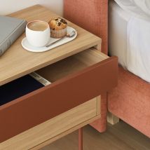 Teulat - Table de chevet 2 tiroirs en bois et métal - Rouge brique - YOKO - Bois - Style Contemporain