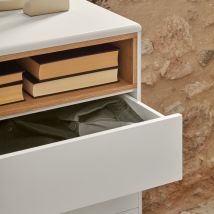 Teulat - Commode 7 tiroirs 1 niche en bois L120xH90cm - Blanc - CORVO - Bois - Style Contemporain