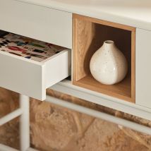 Teulat - Console 1 porte 2 tiroirs en bois L180cm - Blanc - CORVO - Bois - Style Contemporain