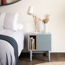 Teulat - Table de chevet en bois - Gris clair - CORVO - Bois - Style Contemporain