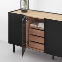 Teulat - Buffet en bois 4 portes 3 tiroirs L165cm - Noir - ARISTA - Bois - Style Contemporain