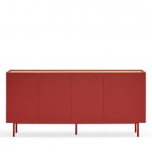 Teulat - Buffet en bois 4 portes 3 tiroirs L165cm - Rouge - ARISTA - Bois - Style Contemporain