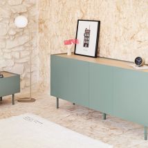 Teulat - Buffet en bois 4 portes 3 tiroirs L165cm - Vert amande - ARISTA - Bois - Style Contemporain