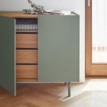 Teulat - Buffet en bois 3 portes 3 tiroirs L110cm - Vert amande - ARISTA - Bois - Style Contemporain