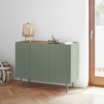 Teulat - Buffet en bois 3 portes 3 tiroirs L110cm - Vert amande - ARISTA - Bois - Style Contemporain