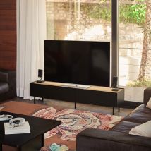 Teulat - Meuble TV en bois 1 porte 2 tiroirs L180cm - Noir - ARISTA - Bois - Style Contemporain