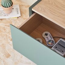 Teulat - Meuble TV en bois 1 porte 2 tiroirs L180cm - Vert amande - ARISTA - Bois - Style Contemporain
