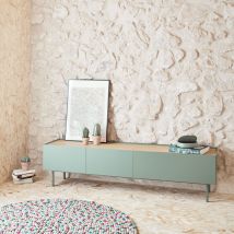 Teulat - Meuble TV en bois 1 porte 2 tiroirs L180cm - Vert amande - ARISTA - Bois - Style Contemporain