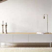 Teulat - Meuble TV en bois 1 porte 2 tiroirs L180cm - Blanc - ARISTA - Bois - Style Contemporain