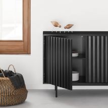 Teulat - Buffet en bois 4 portes 3 tiroirs L211cm - Noir - SIERRA - Bois - Style Contemporain