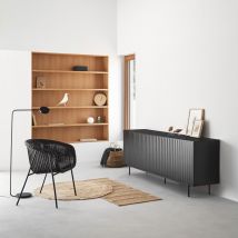 Teulat - Buffet en bois 4 portes 3 tiroirs L211cm - Noir - SIERRA - Bois - Style Contemporain