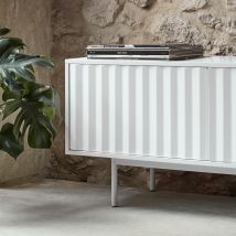 Teulat - Meuble TV en bois 3 portes L180cm - Blanc - SIERRA - Bois - Style Contemporain