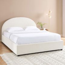 Lit coffre en tissu bouclette 160x200cm - Écru - MERLE - - Style Scandinave