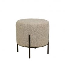 House Nordic - Pouf rond en tissu bouclette et métal ø35,5cm - Sable - ALFORD - - Style Scandinave