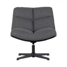 Woood - Fauteuil pivotant en tissu bouclette - Vinny - Couleur - Gris anthracite - Bouclette