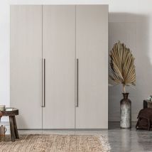Woood - Armoire 3 portes en bois H210cm - Gris clair - RENS - Bois - Style Contemporain