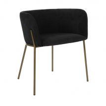 Pomax - Fauteuil de table en velours pieds métal - Noir - POLKA - - Style Contemporain