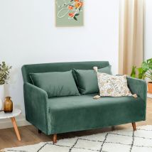 Canapé convertible 2 places en velours L120cm - Vert forêt - BELUSHI - - Drawer - Style Scandinave