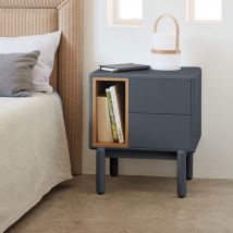 Teulat - Table de chevet en bois - Gris anthracite - CORVO - Bois - Style Contemporain